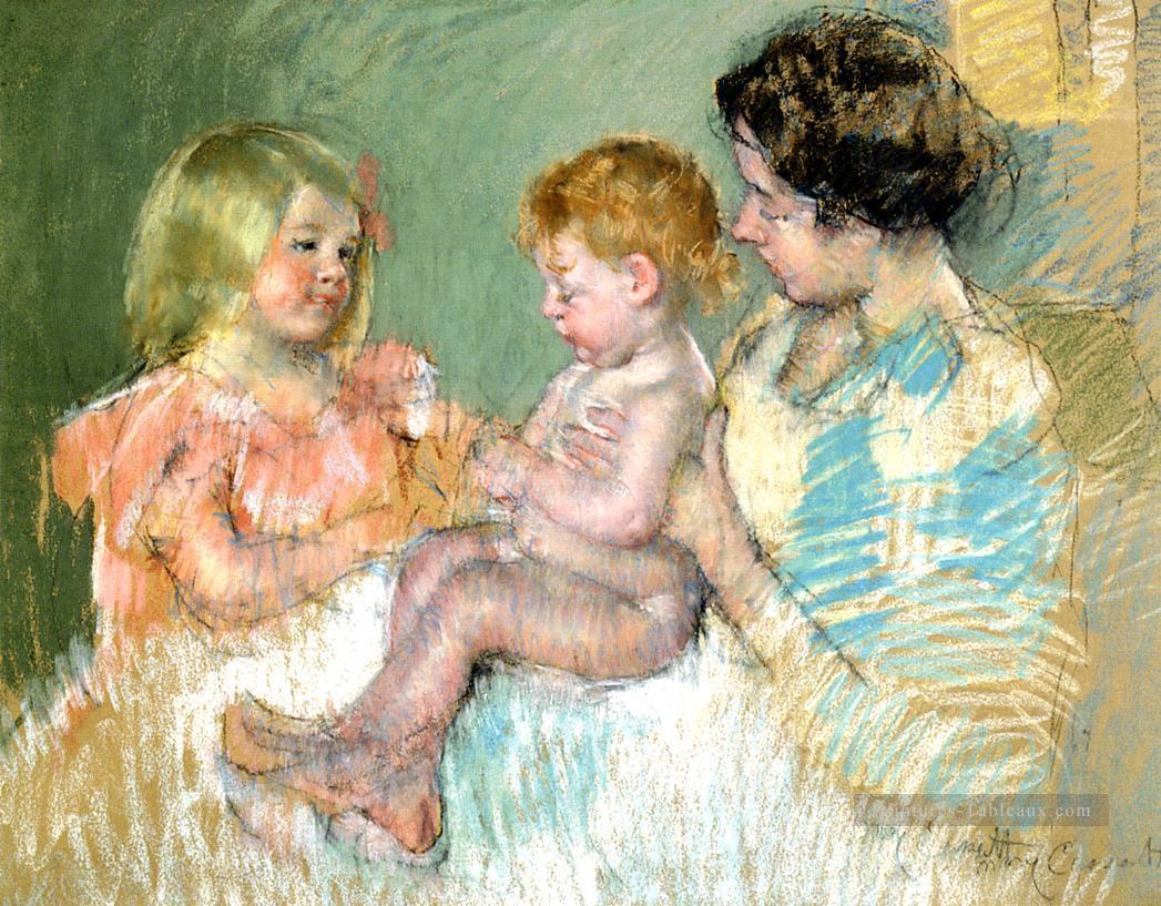 Sara et sa mère au bébé mères des enfants Mary Cassatt Peintures à l'huile